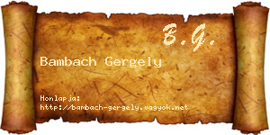 Bambach Gergely névjegykártya